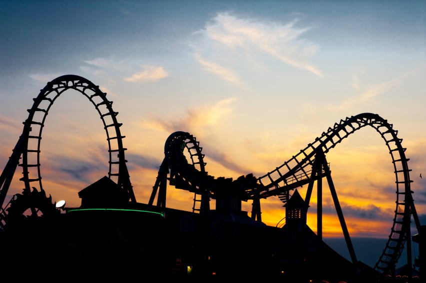 rollercoaster in the sunset